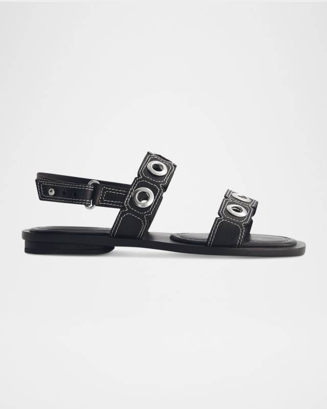 Acro Leather Flat Slingback Sandals